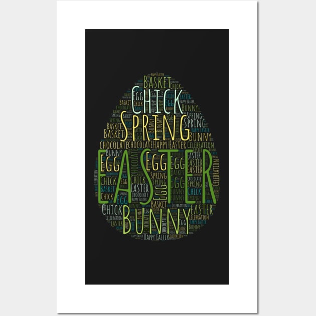 Cute Easter Egg Shaped Word Cloud Wall Art by JanesCreations